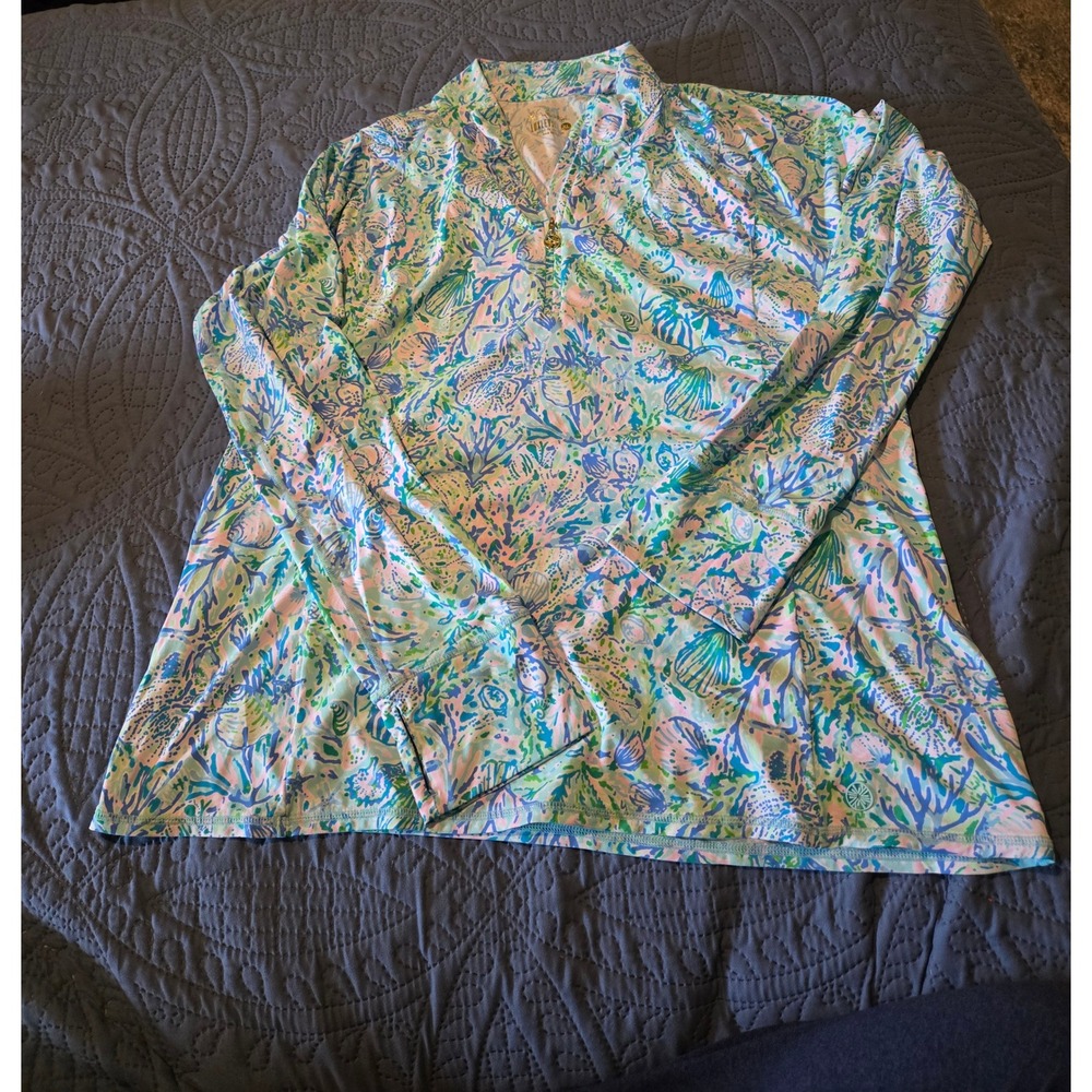 Lilly Pulitzer Skipper Popover Surf Blue Soleil It On Me UPF 50+ XL NWT